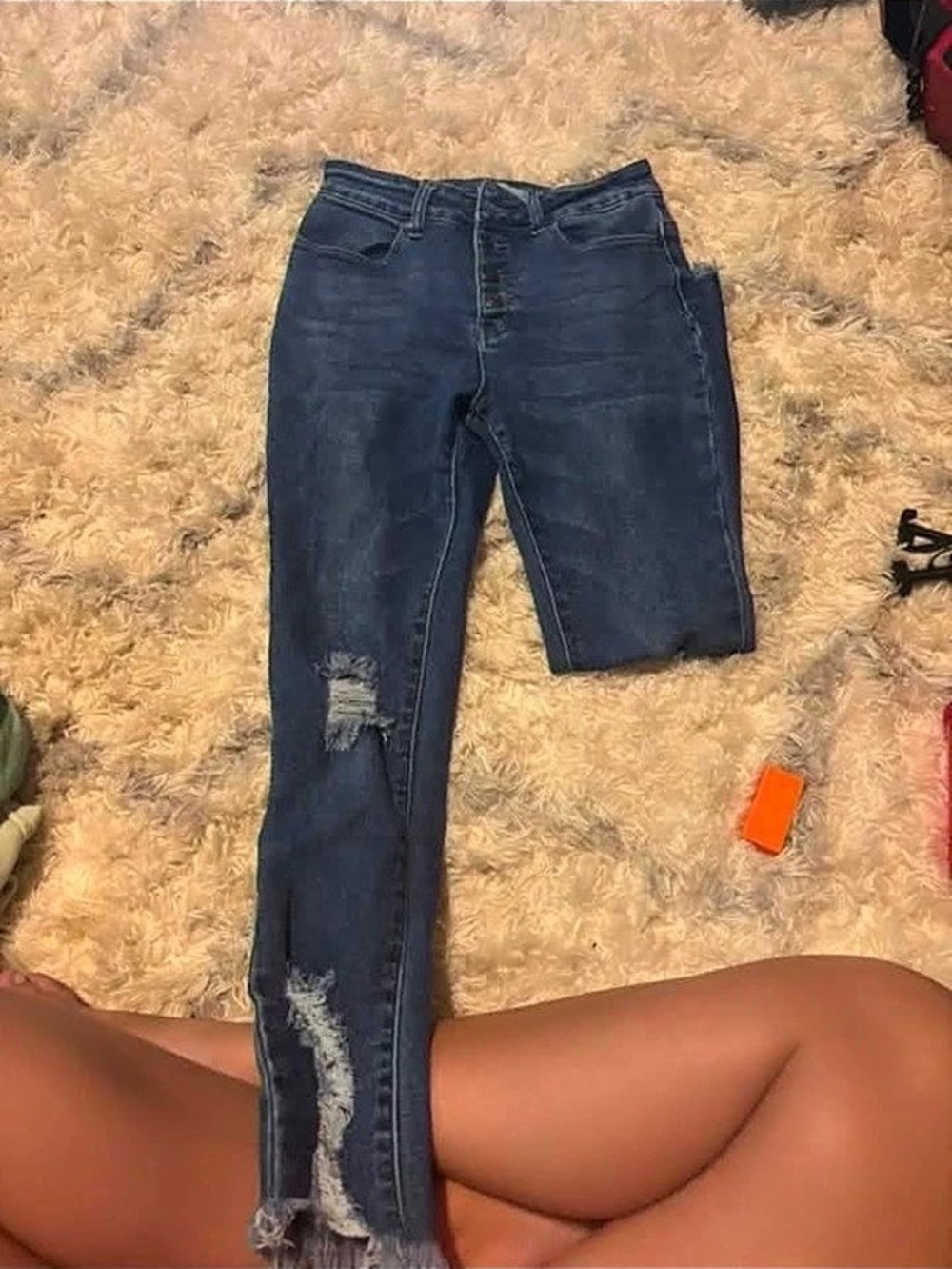 Distressed Blue Skinny Jeans
